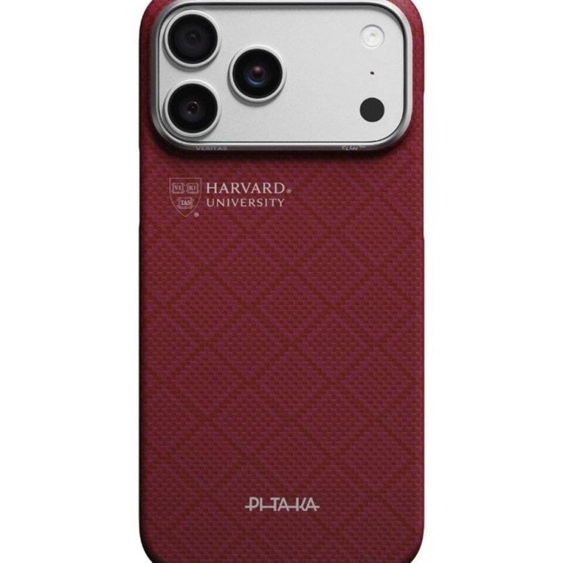 Карбонов Калъф с MagSafe Pitaka Edge Harvard Case за iPhone 17 Pro – Crimson -