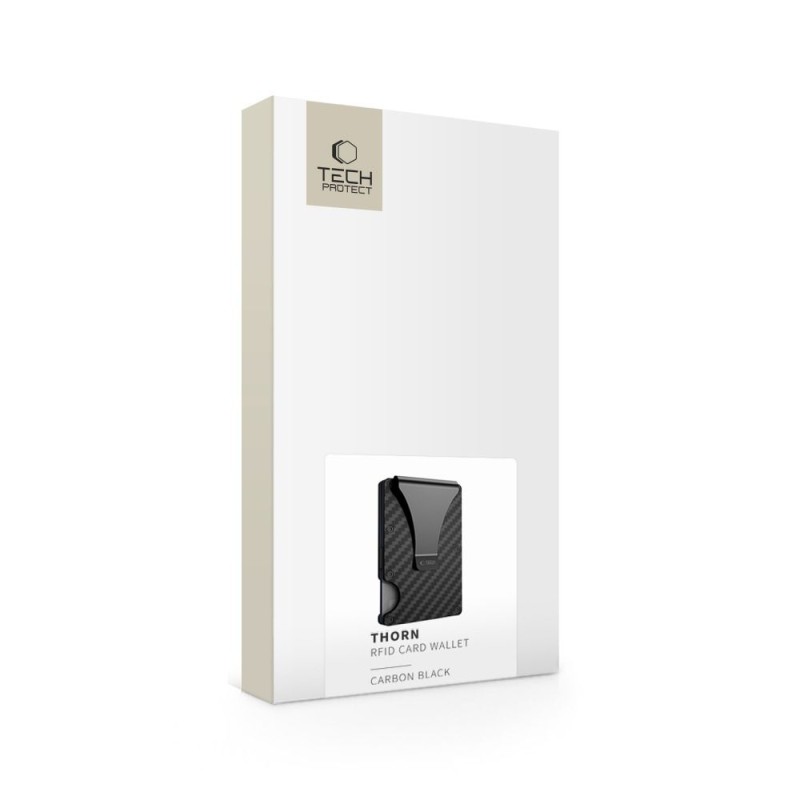 Карбонов Портфейл за Карти с RFID Защита Tech-Protect Thorn – Carbon Black -