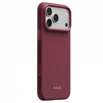 Карбонов Калъф с MagSafe Pitaka Summa Case за iPhone 18 Pro – Burgundy (Argyle) 03