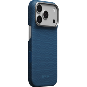 Карбонов Калъф с MagSafe Pitaka Edge Case за iPhone 18 Pro Max – Abyss Blue (Argyle) 03