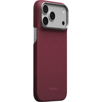 Карбонов Калъф с MagSafe Pitaka Edge Case за iPhone 18 Pro Max – Burgundy (Argyle) 02
