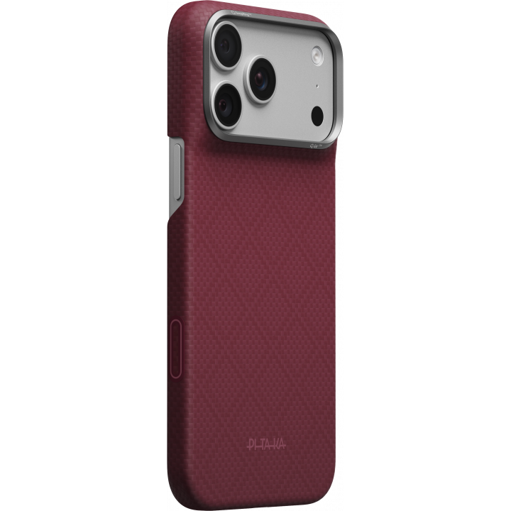 Карбонов Калъф с MagSafe Pitaka Edge Case за iPhone 18 Pro Max – Burgundy (Argyle) 02 -