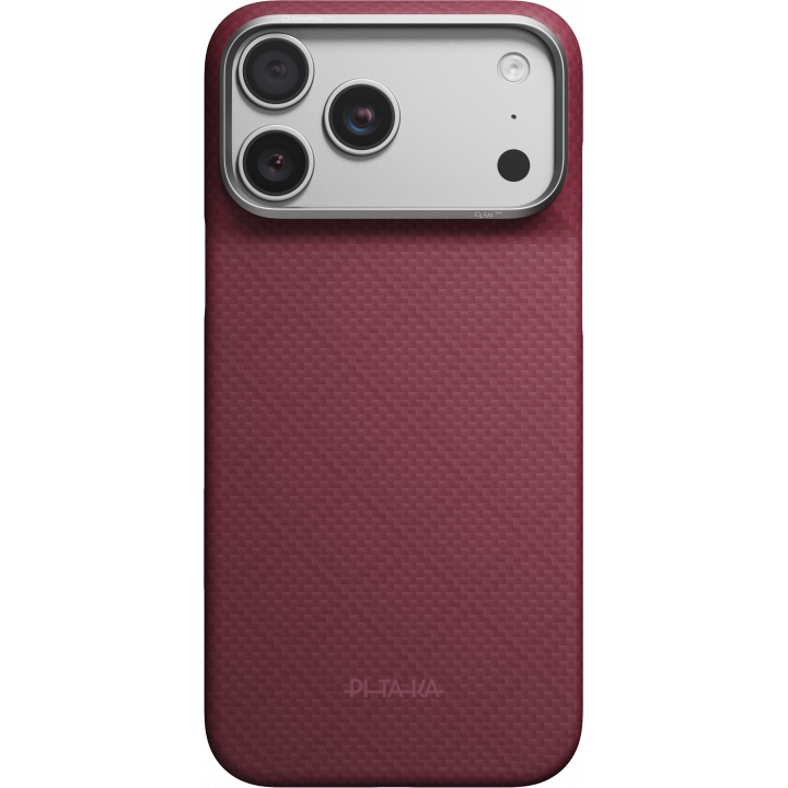 Карбонов Калъф с MagSafe Pitaka Edge Case за iPhone 18 Pro Max – Burgundy (Argyle) 02 -