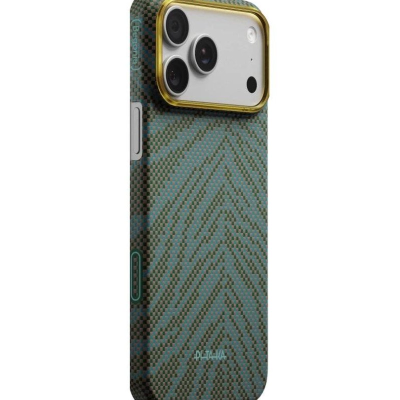 Карбонов Калъф с MagSafe Pitaka Edge Breath of Veins за iPhone 17 Pro Max – Dive Green - Смарт джаджи Карбонов Калъф с MagSafe Pitaka Edge Breath of Veins за iPhone 17 Pro Max – Dive Green -