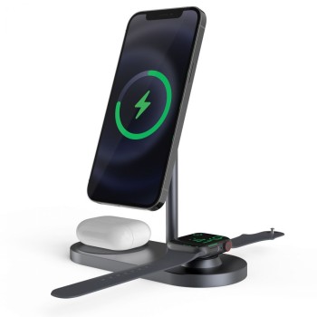 Безжично зарядно устройство TECH-PROTECT 3IN1 MAGNETIC MAGSAFE WIRELESS CHARGER,GREY