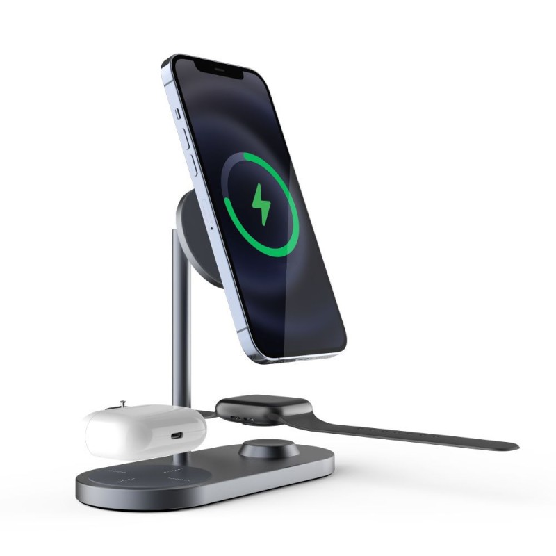 Безжично зарядно устройство TECH-PROTECT 3IN1 MAGNETIC MAGSAFE WIRELESS CHARGER,GREY - Wireless Безжично зарядно устройство TECH-PROTECT 3IN1 MAGNETIC MAGSAFE WIRELESS CHARGER,GREY - Безжично зарядно устройство TECH-PROTECT 3IN1 MAGNETIC MAGSAFE W