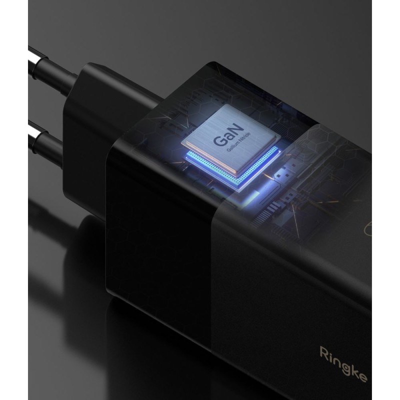 Зарядно устройство RINGKE GAN 3-PORT NETWORK CHARGER 65W BLACK - Зарядно за стена Зарядно устройство RINGKE GAN 3-PORT NETWORK CHARGER 65W BLACK - Зарядно устройство RINGKE GAN 3-PORT NETWORK CHARGER 65W BLACK