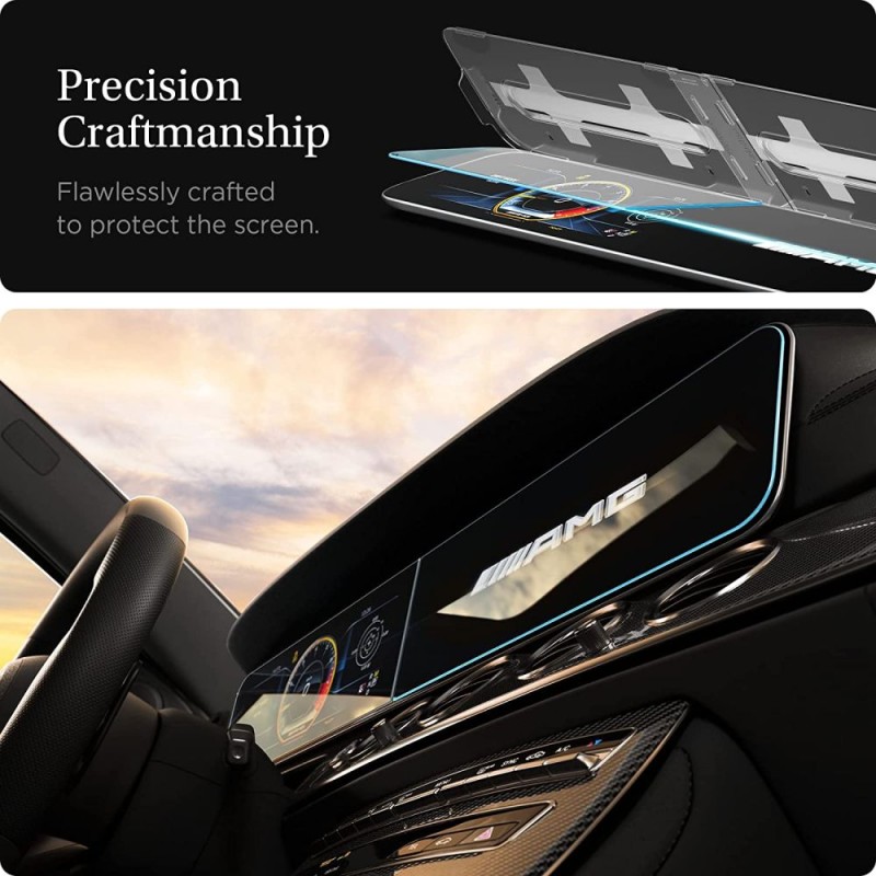Spigen Tempered Glass GLAS.tR EZ Fit - висококачествено стъкло за дисплея на мултимедията на MERCEDES E-CLASS 2020 / 2021(прозрачно) - Протектори Spigen Tempered Glass GLAS.tR EZ Fit - висококачествено стъкло за дисплея на мултимедията на MERCEDES E-CLASS 2020 / 2021(прозрачно) - Spigen Tempered Glass GLAS.tR EZ Fit - висококачествено стъкло з