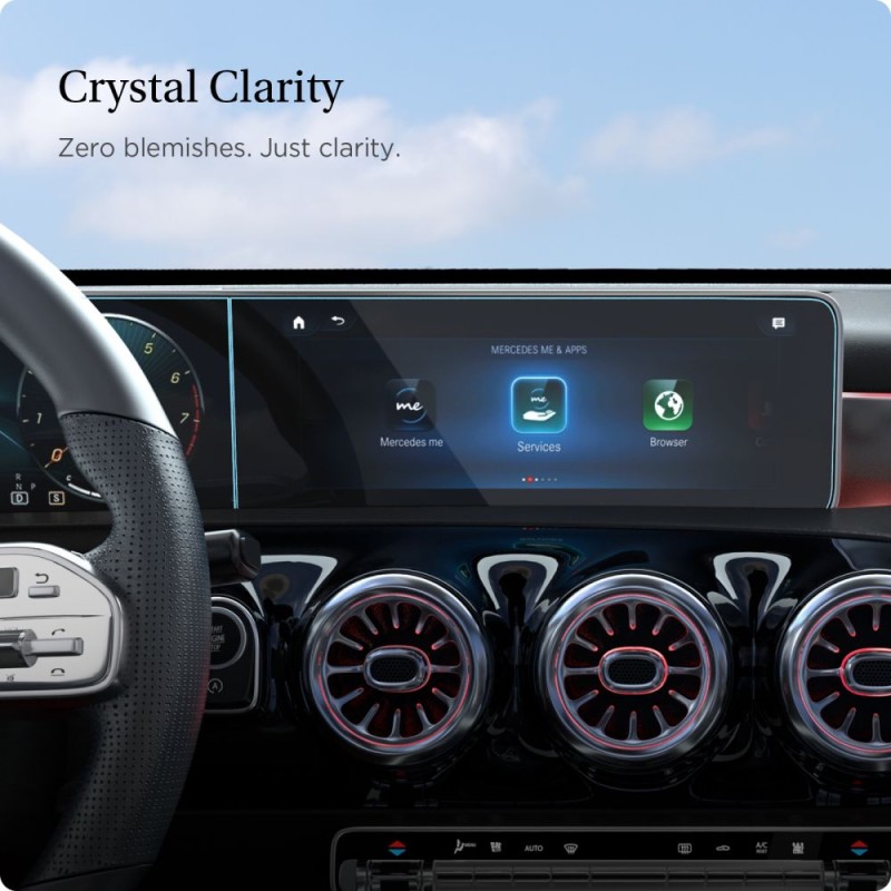 Spigen Tempered Glass GLAS.tR EZ Fit - висококачествено стъкло за дисплея на мултимедията на MERCEDES A-CLASS 2020 / 2021 - Протектори Spigen Tempered Glass GLAS.tR EZ Fit - висококачествено стъкло за дисплея на мултимедията на MERCEDES A-CLASS 2020 / 2021 - Spigen Tempered Glass GLAS.tR EZ Fit - висококачествено стъкло з