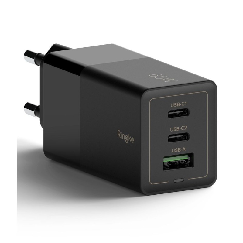 Зарядно устройство RINGKE GAN 3-PORT NETWORK CHARGER 65W BLACK - Зарядно за стена Зарядно устройство RINGKE GAN 3-PORT NETWORK CHARGER 65W BLACK - Зарядно устройство RINGKE GAN 3-PORT NETWORK CHARGER 65W BLACK