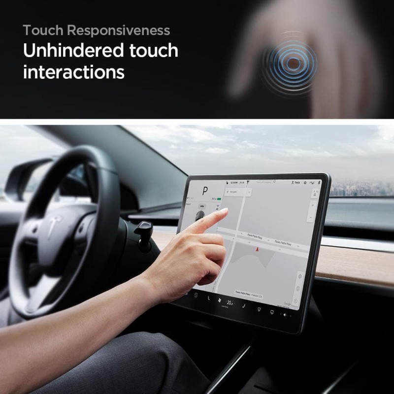 Spigen Tempered Glass GLAS.tR EZ Fit - висококачествено стъкло за дисплея на мултимедията на TESLA MODEL Y / 3(прозрачно) - Протектори Spigen Tempered Glass GLAS.tR EZ Fit - висококачествено стъкло за дисплея на мултимедията на TESLA MODEL Y / 3(прозрачно) - Spigen Tempered Glass GLAS.tR EZ Fit - висококачествено стъкло з