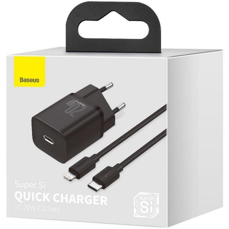 Зарядно устройство Baseus Super Si Quick Charger 1C 20W+ lightning кабел - Зарядно устройство Baseus Super Si Quick Charger 1C 20W+ lightni