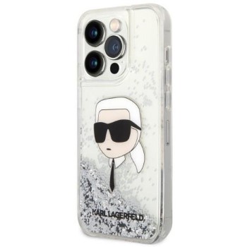 Karl Lagerfeld Glitter Karl Head калъф за iPhone 14 Pro 6.1", сребрист