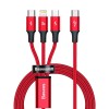 Baseus Rapid 3in1 USB Cable - универсален USB-C кабел с Lightning, microUSB и USB-C конектори (150 см)