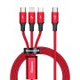 Baseus Rapid 3in1 USB Cable - универсален USB-C кабел с Lightning, microUSB и USB-C конектори (150 см)