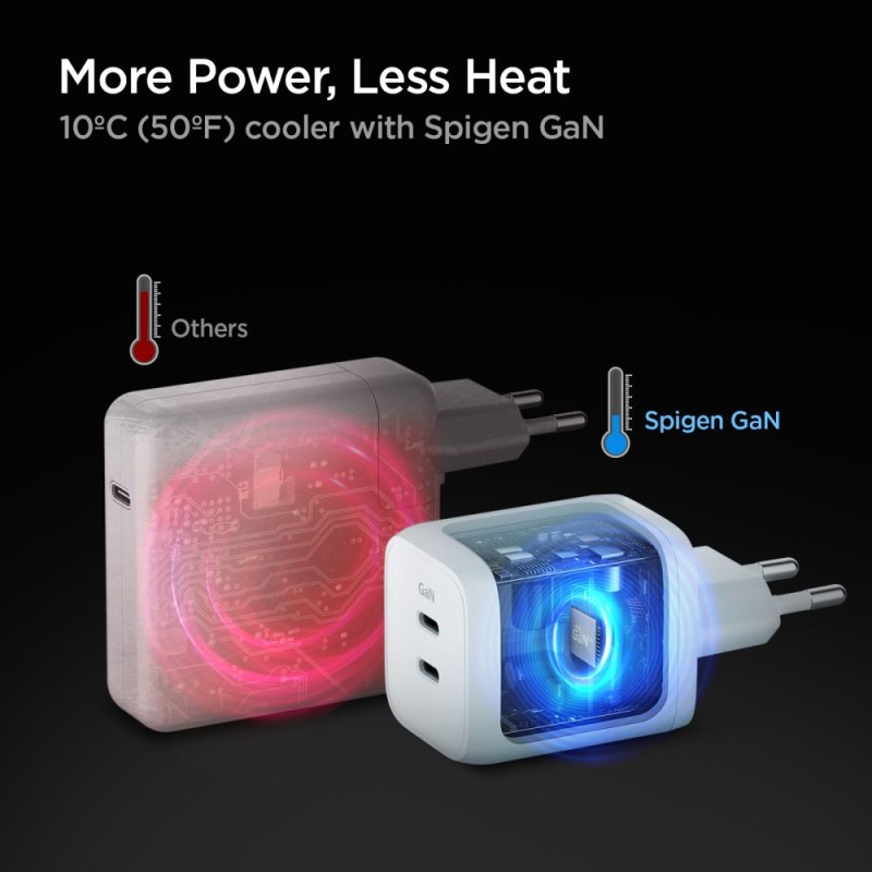 Spigen зарядно устройство с PD 65W и 2 usb-c изхода - Зарядно за стена Spigen зарядно устройство с PD 65W и 2 usb-c изхода - Spigen зарядно устройство с PD 65W и 2 usb-c изхода