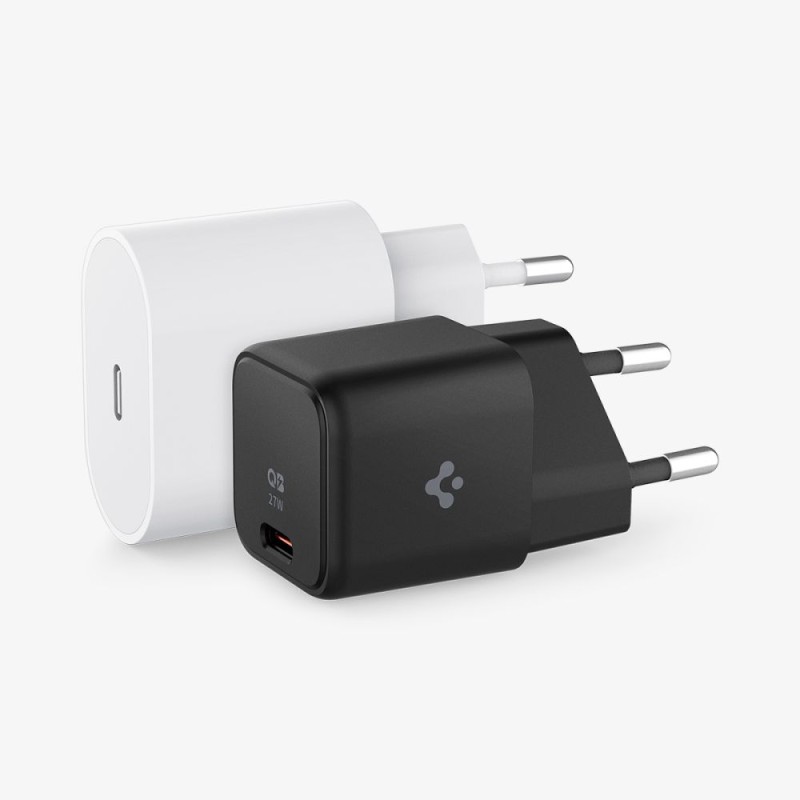 Бързо зарядно за IOS и Android с USB-C 27W от Spigen - Зарядно за стена Бързо зарядно за IOS и Android с USB-C 27W от Spigen - Бързо зарядно за IOS и Android с USB-C 27W от Spigen
