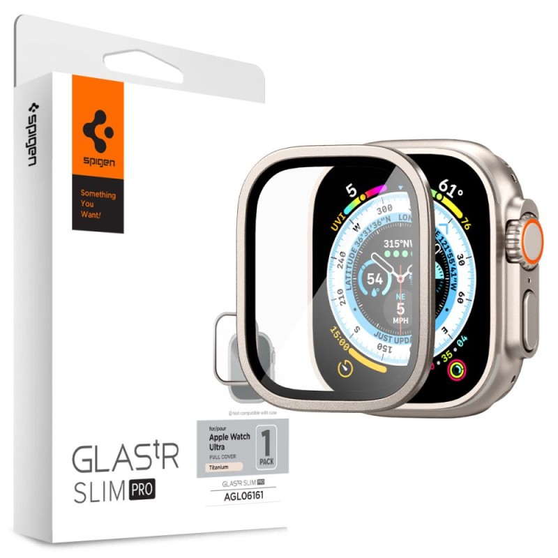 Стъклен протектор с рамка за Apple Watch Ultra (49mm) от Spigen - Apple Стъклен протектор с рамка за Apple Watch Ultra (49mm) от Spigen - Стъклен протектор с рамка за Apple Watch Ultra (49mm) от Spigen