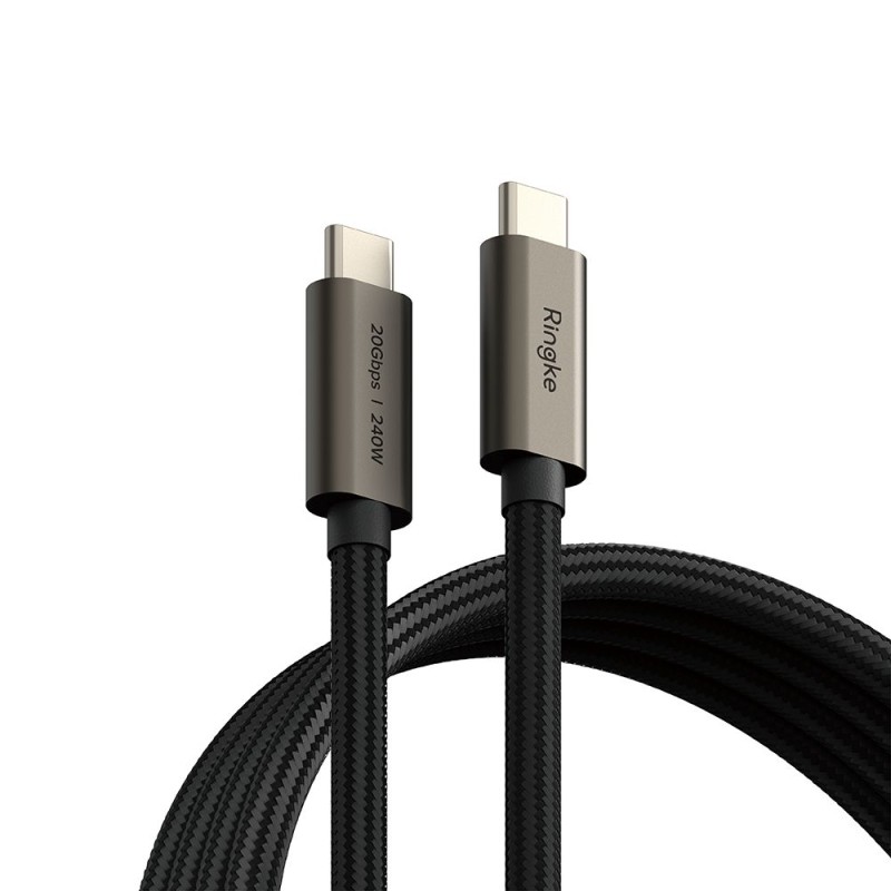 Кабел с Thunderbolt 3 от Ringke USB 3.2 Gen 2x2 с 2 USB-C и PD 240w 100см - Кабел Type C-Type C Кабел с Thunderbolt 3 от Ringke USB 3.2 Gen 2x2 с 2 USB-C и PD 240w 100см - Кабел с Thunderbolt 3 от Ringke USB 3.2 Gen 2x2 с 2 USB-C и PD 2
