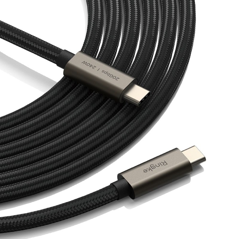 Кабел с Thunderbolt 3 от Ringke USB 3.2 Gen 2x2 с 2 USB-C и PD 240w 100см - Кабел Type C-Type C Кабел с Thunderbolt 3 от Ringke USB 3.2 Gen 2x2 с 2 USB-C и PD 240w 100см - Кабел с Thunderbolt 3 от Ringke USB 3.2 Gen 2x2 с 2 USB-C и PD 2