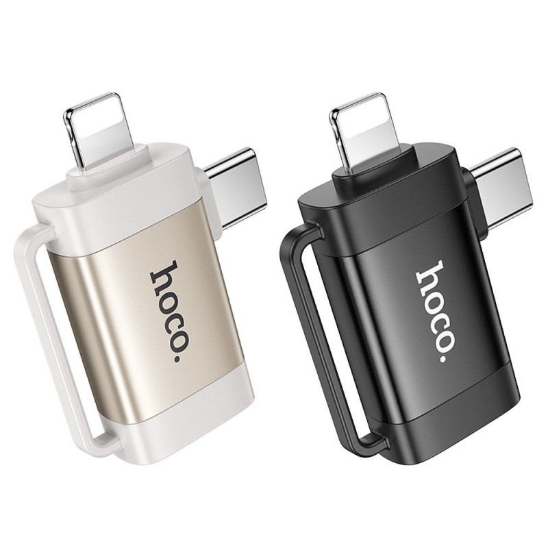 HOCO адаптер OTG 2in1 Type C / Lightning към USB A - Адаптери HOCO адаптер OTG 2in1 Type C / Lightning към USB A - HOCO адаптер OTG 2in1 Type C / Lightning към USB A
