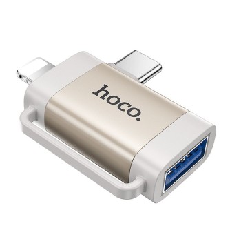 HOCO адаптер OTG 2in1 Type C / Lightning към USB A HOCO адаптер OTG 2in1 Type C / Lightning към USB A