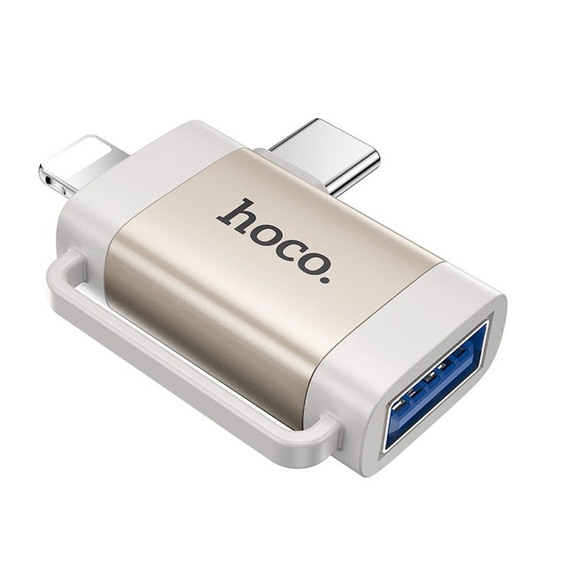 HOCO адаптер OTG 2in1 Type C / Lightning към USB A - Адаптери HOCO адаптер OTG 2in1 Type C / Lightning към USB A - HOCO адаптер OTG 2in1 Type C / Lightning към USB A
