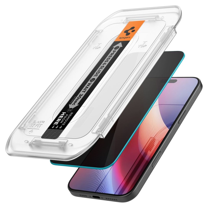 Privacy Протектор за iPhone 16 Pro, SPIGEN Glass tR EZ Fit,2 броя - iPhone 16 Pro Privacy Протектор за iPhone 16 Pro, SPIGEN Glass tR EZ Fit,2 броя - Privacy Протектор за iPhone 16 Pro, SPIGEN Glass tR EZ Fit,2 бро