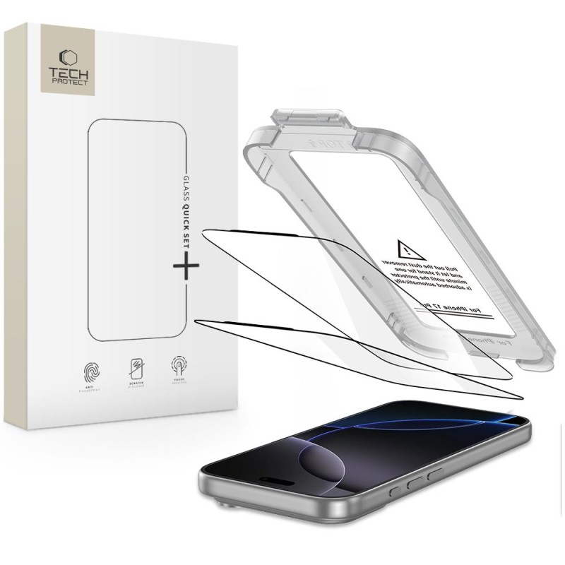 Tech-Protect Quick Set – Стъклен протектор (2 бр.) за iPhone 17 Air - iPhone 17 Air Tech-Protect Quick Set – Стъклен протектор (2 бр.) за iPhone 17 Air - Tech-Protect Quick Set – Стъклен протектор (2 бр.) за iPhone 17