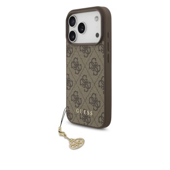 Guess 4G Charm „Tone on Tone“ – Кафяв кейс за iPhone 17 Pro Max