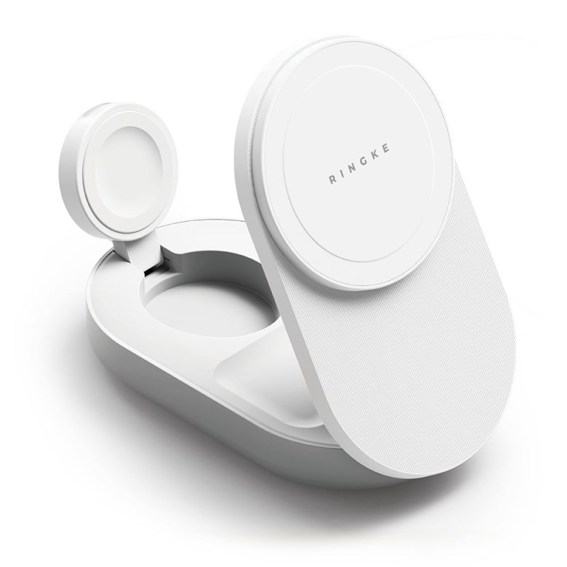 Ringke Qi2.2 25W 3-в-1 MagSafe Безжично Зарядно – Сгъваемо, White - Wireless Ringke Qi2.2 25W 3-в-1 MagSafe Безжично Зарядно – Сгъваемо, White - Ringke Qi2.2 25W 3-в-1 MagSafe Безжично Зарядно – Сгъваемо, Whit