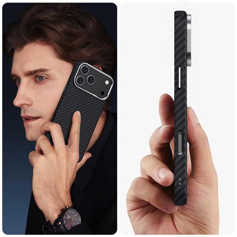 Tech-Protect Ion Carbon MagSafe Калъф за iPhone 17 Pro Max– Карбонов, Black/Silver - iphone 17 Pro Max Tech-Protect Ion Carbon MagSafe Калъф за iPhone 17 Pro Max– Карбонов, Black/Silver - Tech-Protect Ion Carbon MagSafe Калъф за iPhone 17 Pro Max– Карб