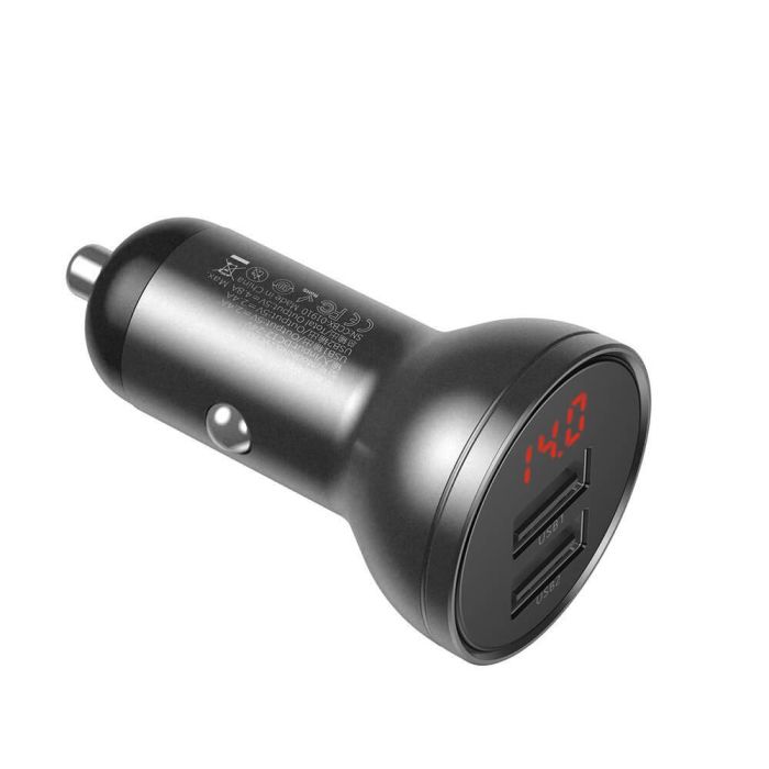 Baseus Автомобилно Зарядно 24W с Дигитален Дисплей и 2 USB Порта - Зарядно за кола Baseus Автомобилно Зарядно 24W с Дигитален Дисплей и 2 USB Порта - Baseus Автомобилно Зарядно 24W с Дигитален Дисплей и 2 USB Порта
