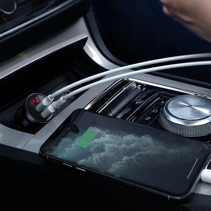 Baseus Автомобилно Зарядно 24W с Дигитален Дисплей и 2 USB Порта - Зарядно за кола Baseus Автомобилно Зарядно 24W с Дигитален Дисплей и 2 USB Порта - Baseus Автомобилно Зарядно 24W с Дигитален Дисплей и 2 USB Порта