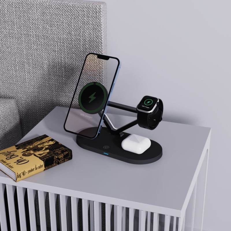 Tech-Protect Qi 15W 3-в-1 Магнитно Безжично Зарядно с MagSafe – Black - Wireless Tech-Protect Qi 15W 3-в-1 Магнитно Безжично Зарядно с MagSafe – Black - Tech-Protect Qi 15W 3-в-1 Магнитно Безжично Зарядно с MagSafe –