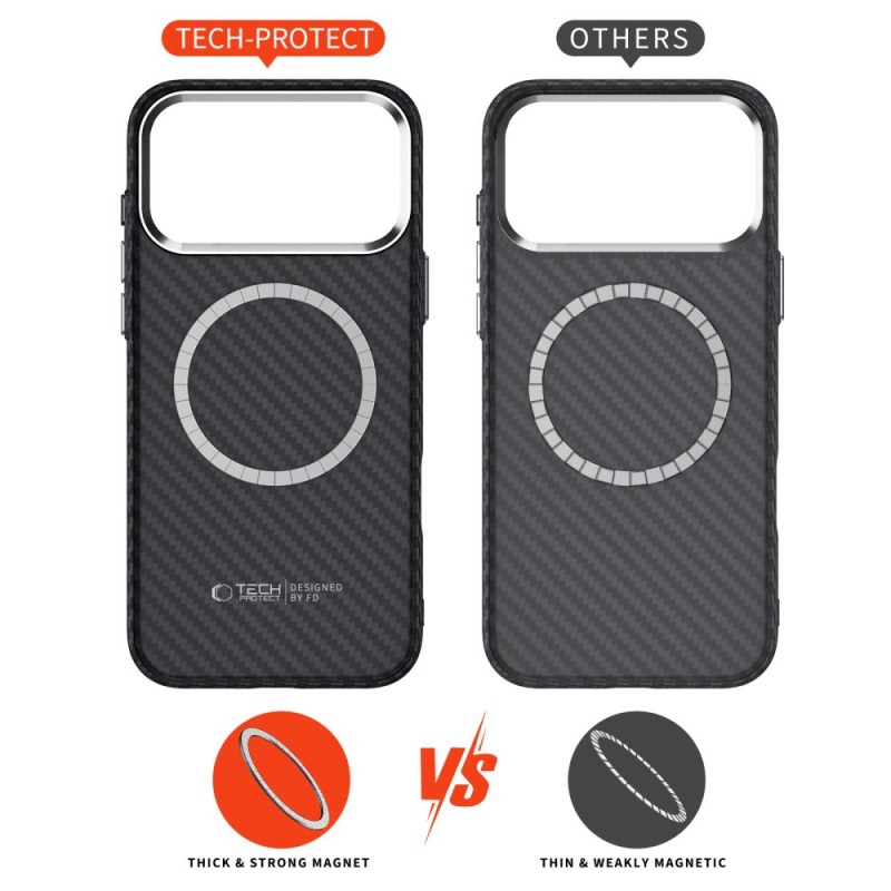 Tech-Protect Ion Carbon MagSafe Калъф за iPhone 17 Pro Max– Карбонов, Black/Silver - iphone 17 Pro Max Tech-Protect Ion Carbon MagSafe Калъф за iPhone 17 Pro Max– Карбонов, Black/Silver - Tech-Protect Ion Carbon MagSafe Калъф за iPhone 17 Pro Max– Карб