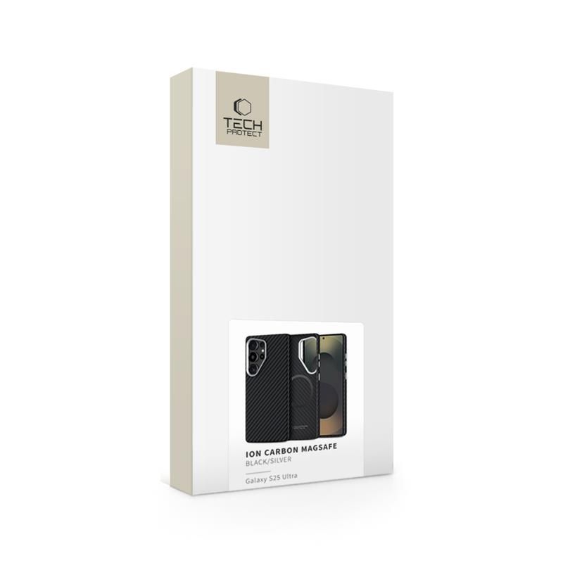 Tech-Protect Ion Carbon MagSafe Калъф за Samsung Galaxy S25 Ultra – Карбонов, Black/Silver - Tech-Protect Ion Carbon MagSafe Калъф за Samsung Galaxy S25 Ultr