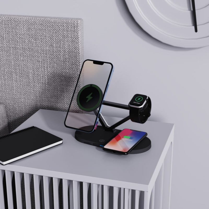 Tech-Protect Qi 15W 3-в-1 Магнитно Безжично Зарядно с MagSafe – Black - Wireless Tech-Protect Qi 15W 3-в-1 Магнитно Безжично Зарядно с MagSafe – Black - Tech-Protect Qi 15W 3-в-1 Магнитно Безжично Зарядно с MagSafe –