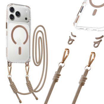 Прозрачен Кейс с MagSafe и Връзка за iPhone 17 Pro – Прозрачен / Бежов