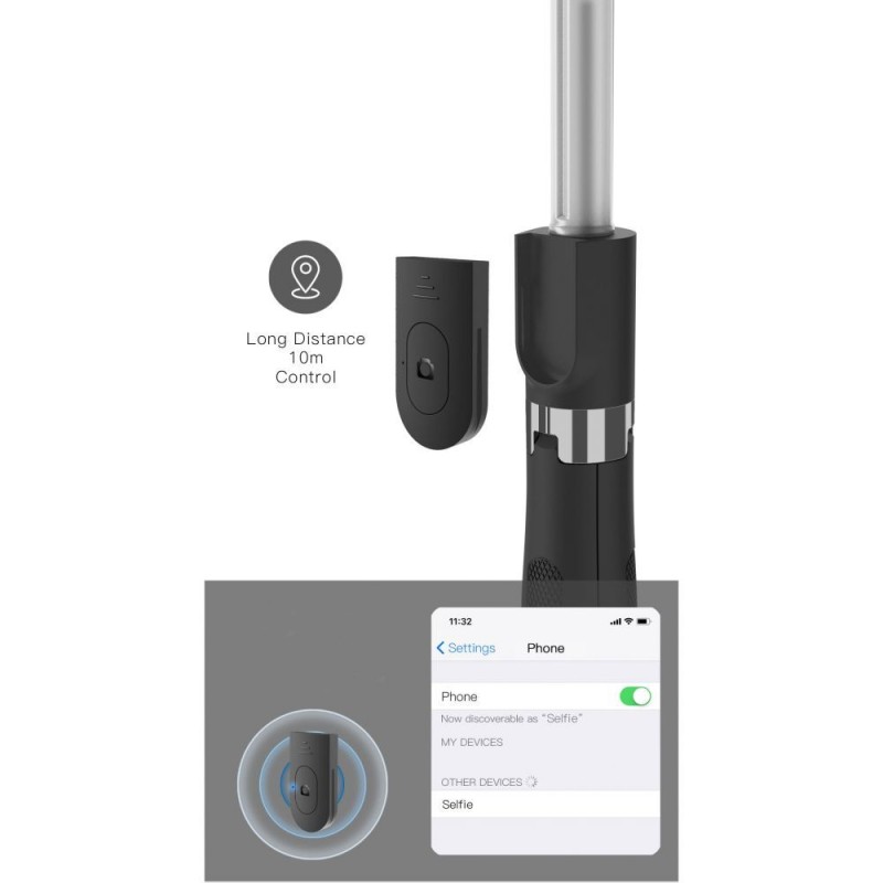 TECH-PROTECT L01S BLUETOOTH СЕЛФИ СТИК ТРИПОД BLACK - 0795787711484