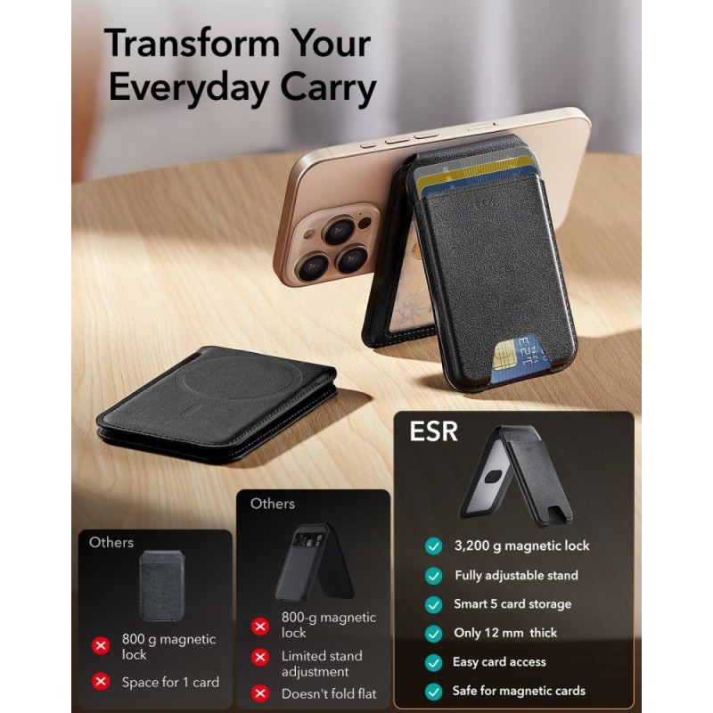 ESR Classic RFID Magnetic Wallet Stand MagSafe – черен