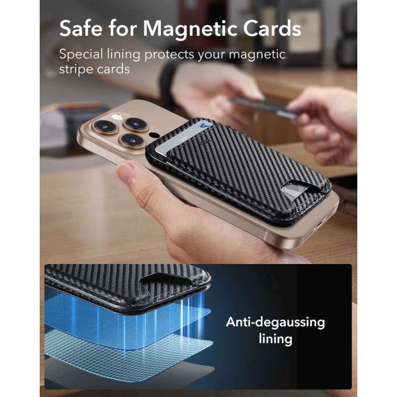 ESR CLASSIC RFID магнитен поставка за портфейл Magsafe Carbon Fiber Black ESR CLASSIC RFID магнитен поставка за портфейл Magsafe Carbon Fiber Black