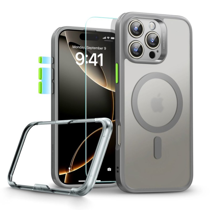 ESR Classic Pro Set HaloLock MagSafe за iPhone 16 Pro Max, Frosted Grey - ESR Classic Pro Set HaloLock MagSafe за iPhone 16 Pro Max, Frosted Grey - 4894240230091