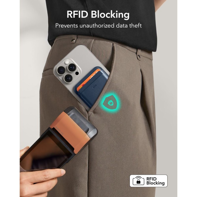 ESR Classic RFID магнитен портфейл MagSafe тъмносин ESR Classic RFID магнитен портфейл MagSafe тъмносин