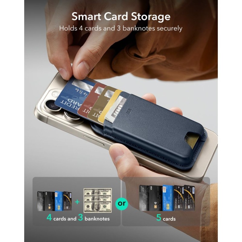 ESR Classic RFID магнитен портфейл MagSafe тъмносин ESR Classic RFID магнитен портфейл MagSafe тъмносин