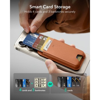 ESR Classic RFID Magnetic Wallet с MagSafe, Caramel Brown (Карамелено кафяв)