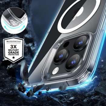 ESR Classic Hybrid HaloLock с MagSafe и закалено стъкло за iPhone 16 Pro Max Clear