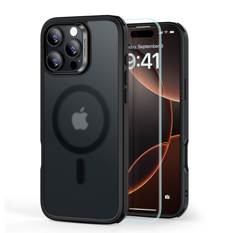 ESR Classic Hybrid HaloLock с MagSafe и закалено стъкло за iPhone 16 Pro Max (frosted black) - ESR Classic Hybrid HaloLock с MagSafe и закалено стъкло за iPhone 16 Pro Max (frosted black) - 4894240243565