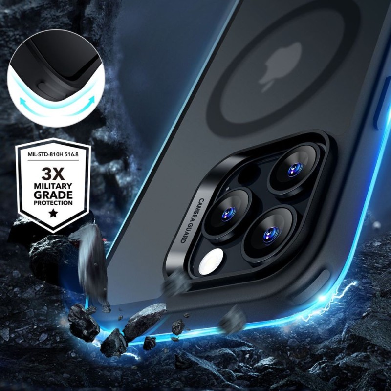 ESR Classic Hybrid HaloLock с MagSafe и закалено стъкло за iPhone 16 Pro Max (frosted black) - ESR Classic Hybrid HaloLock с MagSafe и закалено стъкло за iPhone 16 Pro Max (frosted black) - 4894240243565