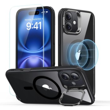 ESR Classic Hybrid с поставка HaloLock (MagSafe) + закалено стъкло за iPhone 16 Plus, прозрачно/черно
